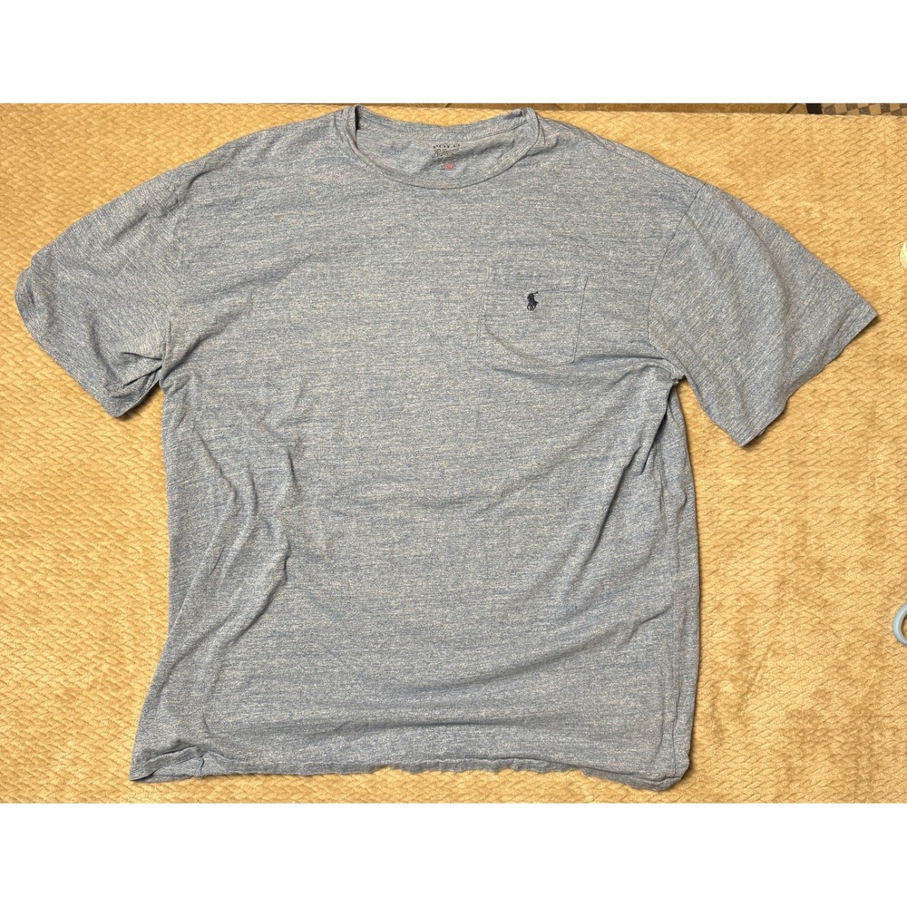 Polo Ralph Lauren Mens XLT Blue Heathered Cotton Pocket T-Shirt Short Sleeve